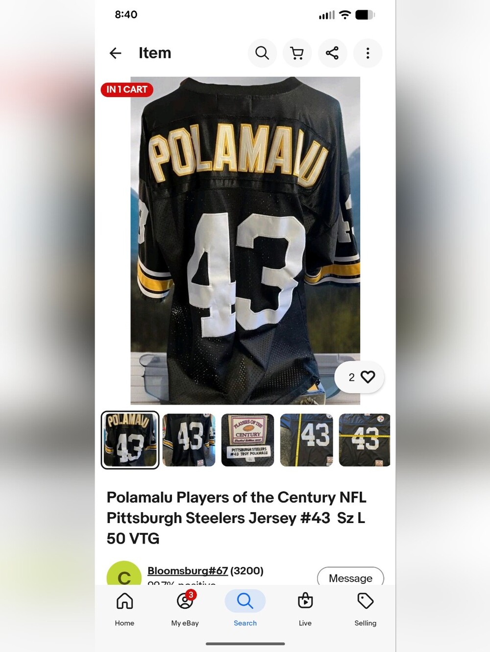 Polamalu Players of the Century NFL Pittsburgh Steelers Jersey #43 Size 2XL 54 - Picture 9 of 9